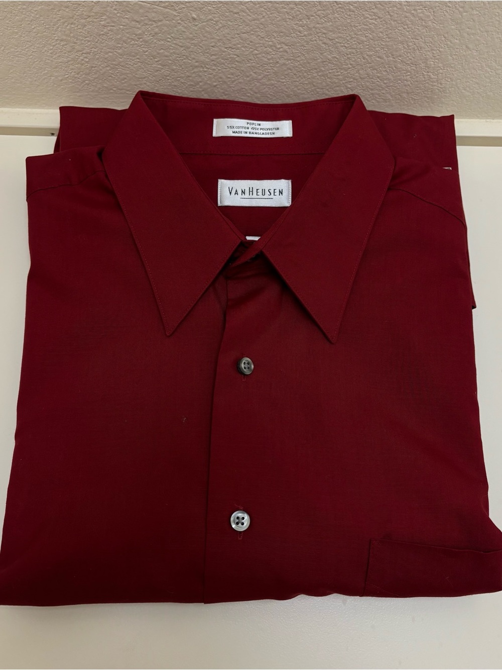 Van Heusen Men's Burgundy Button-Up Dress Shirt